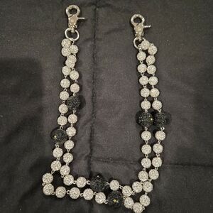 Elegant Black and Silver Beaded Wallet Chain